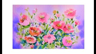 How to Paint Simple Flowers in Watercolor 꽃 수채화 쉽게 그리기 花水彩画 acuarela [upl. by Cyndie741]