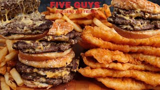 ASMR Five Guys Triple Cheese Burgers Fish amp Chips Mukbang [upl. by Gillan]