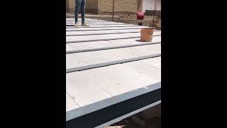 Roof steel channel cement board laying process [upl. by Weinberg]