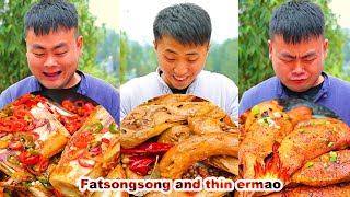 mukbang  malatang  Kebab  bread crab  funny mukbang  fatsongsong and thinermao  tzuyang [upl. by Ytsirt]