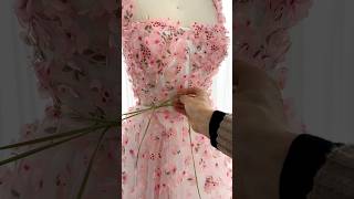 Making a corset 3D floral prom dress with side slit dress gown fashion weddingdress sewing [upl. by Odlo]