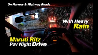 maruti ritz night drive pov  car reviews and test drive  car driving pov india  maruti ritz [upl. by Oratnek]