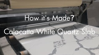 Calacatta White Quartz Slabs Manufacturing Process by Fulei Stone  How its made [upl. by Eichman]