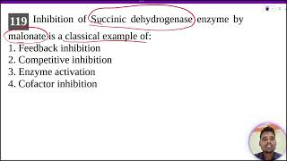 Inhibition of Succinic dehydrogenase enzyme by malonate is a classical example of1 COMPETITIVE [upl. by Iba]