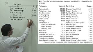 2 Cost Sheet Problem amp Solution  Cost and Management Accounting For BComMCom [upl. by Weinman257]