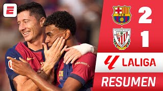 BARCELONA sacó difícil triunfo en Montjuic ante ATHLETIC con goles de Lewandowski y Yamal  La Liga [upl. by Neyuq263]