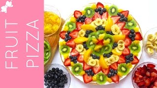 How To Make Sugar Cookie Fruit Pizza with Cream Cheese Frosting  Lindsay Ann Bakes [upl. by Meade]