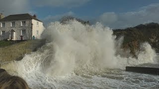 Storm 2014  large waves pummel Cornwall [upl. by Goldberg464]