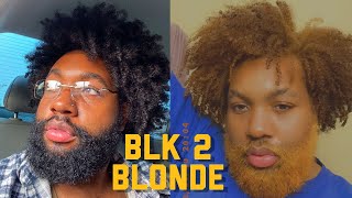 HAIR TRANSFORMATION 🔥BLACK TO GINGER BLONDE HAIR on natural hair bleaching beard PART 1 [upl. by Sible]