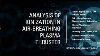 Air Breathing Plasma Propulsion presentation at Princeton University GSS 2021 [upl. by Akitan569]