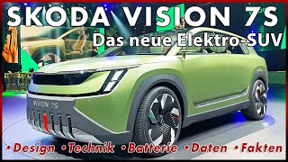 Skoda Vision 7S Premiere der Škoda Elektro SUV Studie  Sitzprobe Fakten Ausstattung 2022 [upl. by Eirovi]