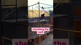 Quick time lapse of nailing in some sheathing to the tiny house roof [upl. by Talanta]