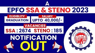 EPFO SSA Recruitment 2023  EPFO SSA Salary Job Profile Exam Pattern amp Syllabus  Full Details [upl. by Hepza885]