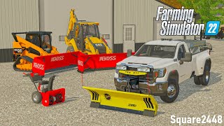 Winter is HERE  Getting Plow Trucks Ready  FS22 Landscaping [upl. by Carpet]