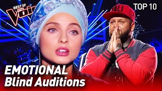 TOP 10  MOST EMOTIONAL Blind Auditions in The Voice that made the Coaches cry [upl. by Ahtar]