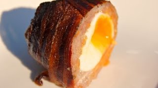 SCOTCH EGG Smoke on a cedar plank and wrapped in BACON  How To and recipe video [upl. by O'Meara316]