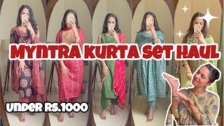 Festive KURTA SETS from MYNTRAUnder Rs1000 💕 Try on  first impr [upl. by Susi]