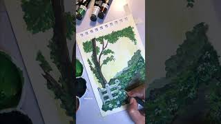 Easy painting in gouache of a Floral pathway gouachepainting beginnerpainter healingart [upl. by Stander]