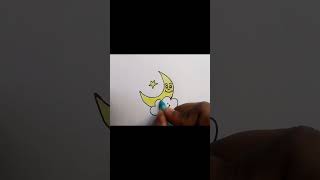 How to draw a Moon with Star art drawing moon star clouds moonlight youtubeshorts shorts [upl. by Durman]