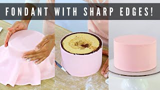 HOW TO COVER A CAKE IN FONDANT FOR BEGINNERS │ SHARP FONDANT EDGES TUTORIAL │ CAKES BY MK [upl. by Ydac]