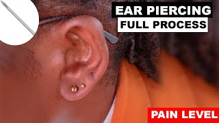 EAR PIERCING USING NEEDLES What To Expect PAIN LEVEL [upl. by Ennazzus]