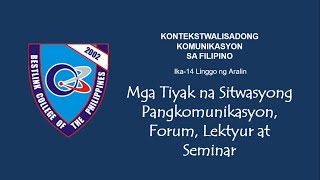 FIL1 W14  MGA TIYAK NA SITWASYONG PANGKOMUNIKASYON [upl. by Ariek]