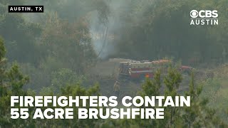 East Austin brush fire fully contained at 55 acres two firefighters injured [upl. by Isleen]