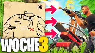 ALLE LÖSUNGEN zur WOCHE 3  Fortnite Battle Pass Stern Schatzkarte Flush Factory Tontauben [upl. by Durrej234]