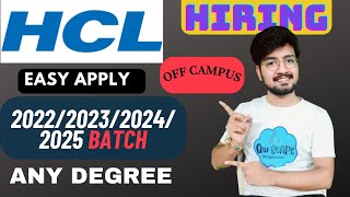 HCL Hiring 2022 2023 2024 2025 Batch  HCL Offcampus hiring hcljobs hcl offcampusjobs itjob [upl. by Esirtal]