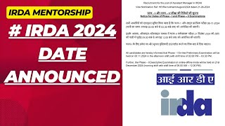 IRDAI Assistant Manager 2024 Exam Date Announced [upl. by Annahsar24]