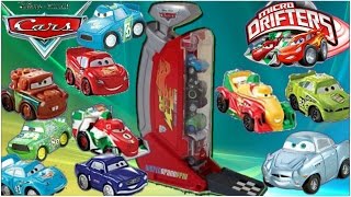 DISNEY CARS MICRO DRIFTERS 6 CAR LAUNCHER LIGHTNING MCQUEEN DRIFTS CRASHES [upl. by Bhatt612]