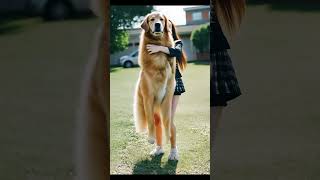 A Beauty Plays with a golden retriever and fuses with itamericagottalent agt goldenretriever [upl. by Devin]