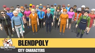 Blendpoly City Characters  Low Poly Assets  Unity 3D [upl. by Meean]