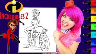 Coloring Elastigirl Incredibles 2 Motorcycle Coloring Page Prismacolor Markers  KiMMi THE CLOWN [upl. by Ecirtnahc]