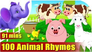 Top 100 Animal Rhymes in English [upl. by Atenahs]