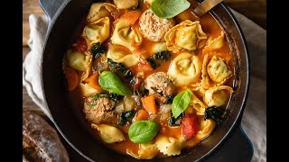 Chicken Meatball Soup with Tortellini  Easy Recipe for Tortellini Soup [upl. by Hareenum]