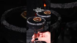 Halloween Cocktail Inspo  Black Lemon Drop Martini Recipe with Edible Glitter [upl. by Enaxor]