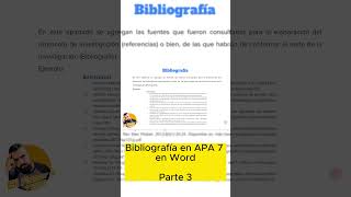 Bibliografía en Word en APA 7 Parte 3 [upl. by Orianna]