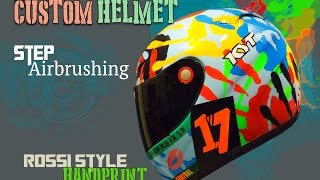 Airbrushing Custom helmet rossi style handprint [upl. by Chaim]