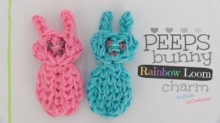 RAINBOW LOOM  Peeps Bunny Charm  How To  SoCraftastic [upl. by Lavotsirc]