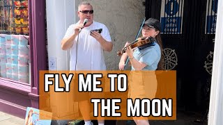 Tony Bennett Tribute  Fly Me To The Moon  Father amp Daughter Street Performance Cover [upl. by Ursulette]