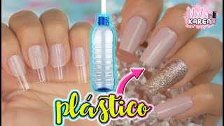 UÑAS POSTIZAS con BOTELLAS de PLÁSTICO  RECICLADAS [upl. by Natelson]