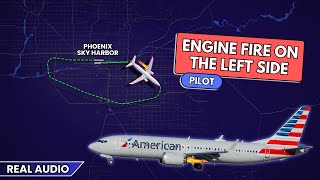 Engine FIRE after takeoff American Boeing 737 MAX 8 returns to Phoenix Sky Harbor Airport Real ATC [upl. by Jori245]