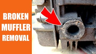 HowTo Remove A Broken In Engine Lawnmower Muffler [upl. by Ashelman]