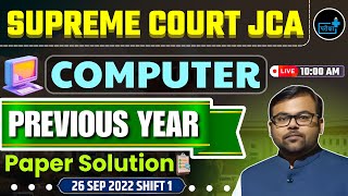 Supreme Court JCA Previous Year Computer Paper Solution 26 Sep Shift 1 [upl. by Nylhtiak123]