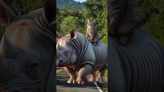 Rhino attacks cute cats cutecat catlover catvideos trendingshorts [upl. by Malory628]