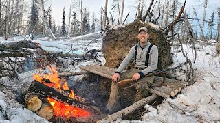 No tent No sleeping bag  Extreme Winter Survival Camping 0F18C [upl. by Francklin]