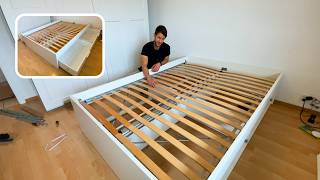 How to assemble BRIMNES BED FRAME Part 1 [upl. by Enitnemelc]