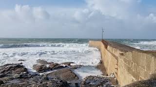 PORTHLEVEN  STORM CIARIAN APPROACHES  30MPH WINDS CORNWALL [upl. by Yralih]