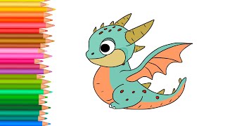 How to Draw a Cartoon Dragon Painting and Coloring for Kids Draw a Dragon [upl. by Noremak862]